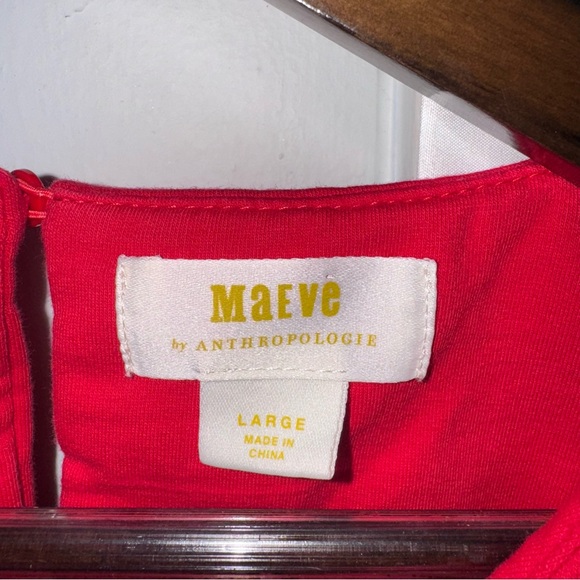 Anthropologie Red Puff Sleeve babydoll peplum Blouse valentines cottagecore - Picture 4 of 7